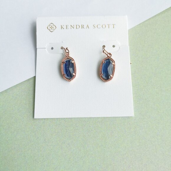 Kendra Scott Lee navy dusted glass Earrings - Rose Gold - Picture 1 of 3